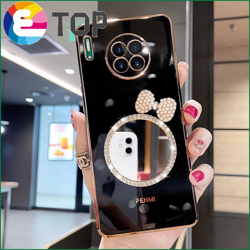 Suitable for Huawei mate30 mobile phone shell cute bow mirror mate30pro protective sleeve silicone soft shell tide