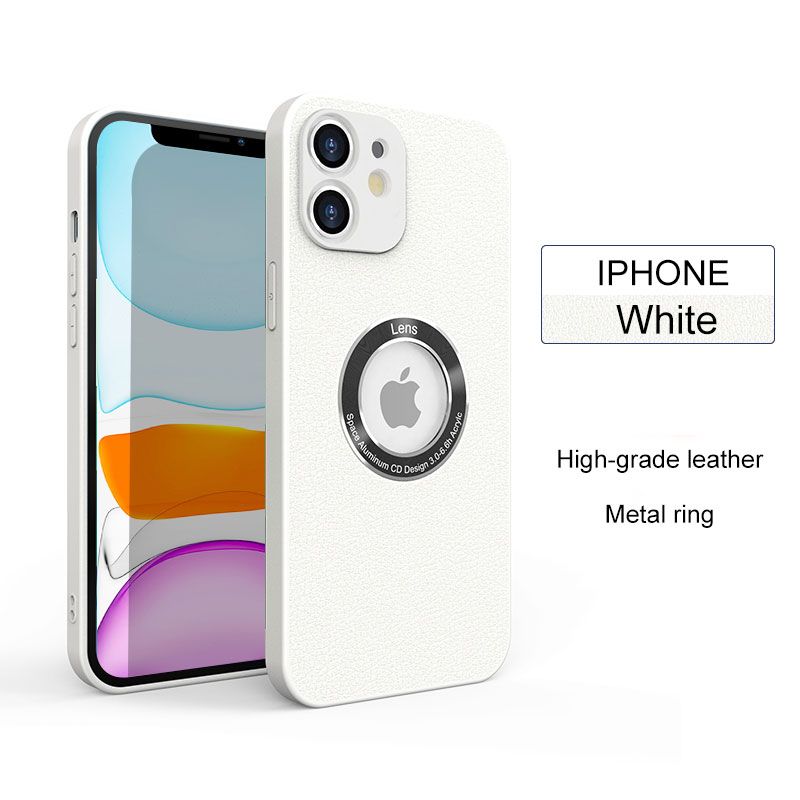 Luxury Solid Color PU Leather Logo Hole Phone Case For iPhone 13 11 Pro 12 Pro Max XR X 7 8 Plus 13 Pro Max Slim Soft Back Cover