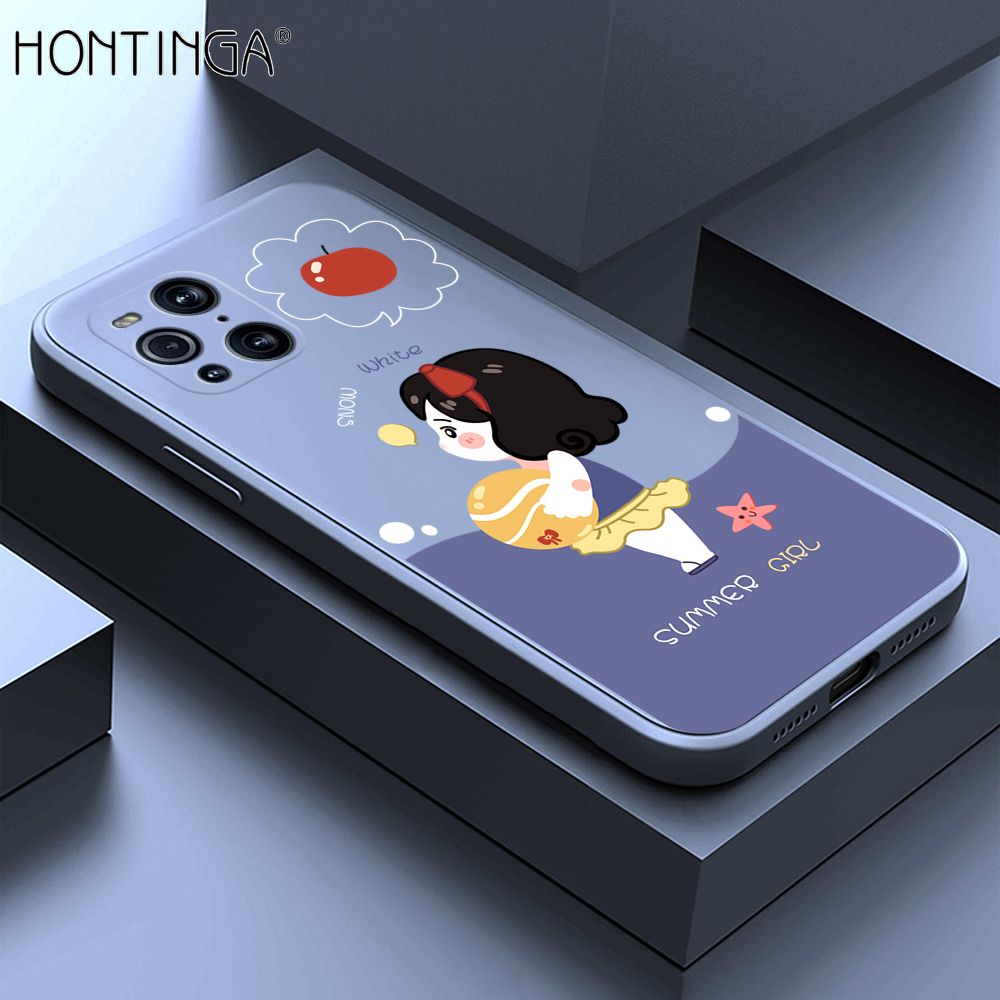 Hontinga for OPPO Find X3 / Find X3 Pro Case Cute Cartoon Girl Phone Case Phone Case Soft Square Edge Silicone Cases Full Lens Cover Shockproof Protection Cover