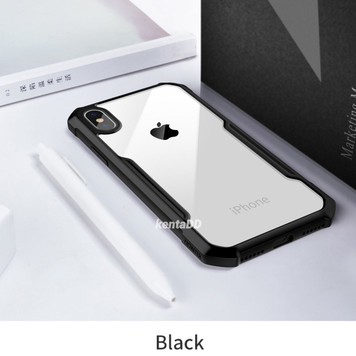 kentaDD for iPhone X / Xs Simple Transparent Armor Shockproof Case Fashion Shield Phone Full Cover Cases Impact Resistant Personality Casing