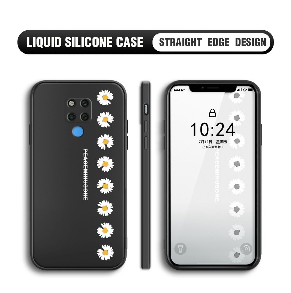 Jizetin for Huawei Mate 20X Back Cover Fashion Style Daisy Pattern Design Liquid Silicone Phone Case Soft Full Camera Protect Phone Cases