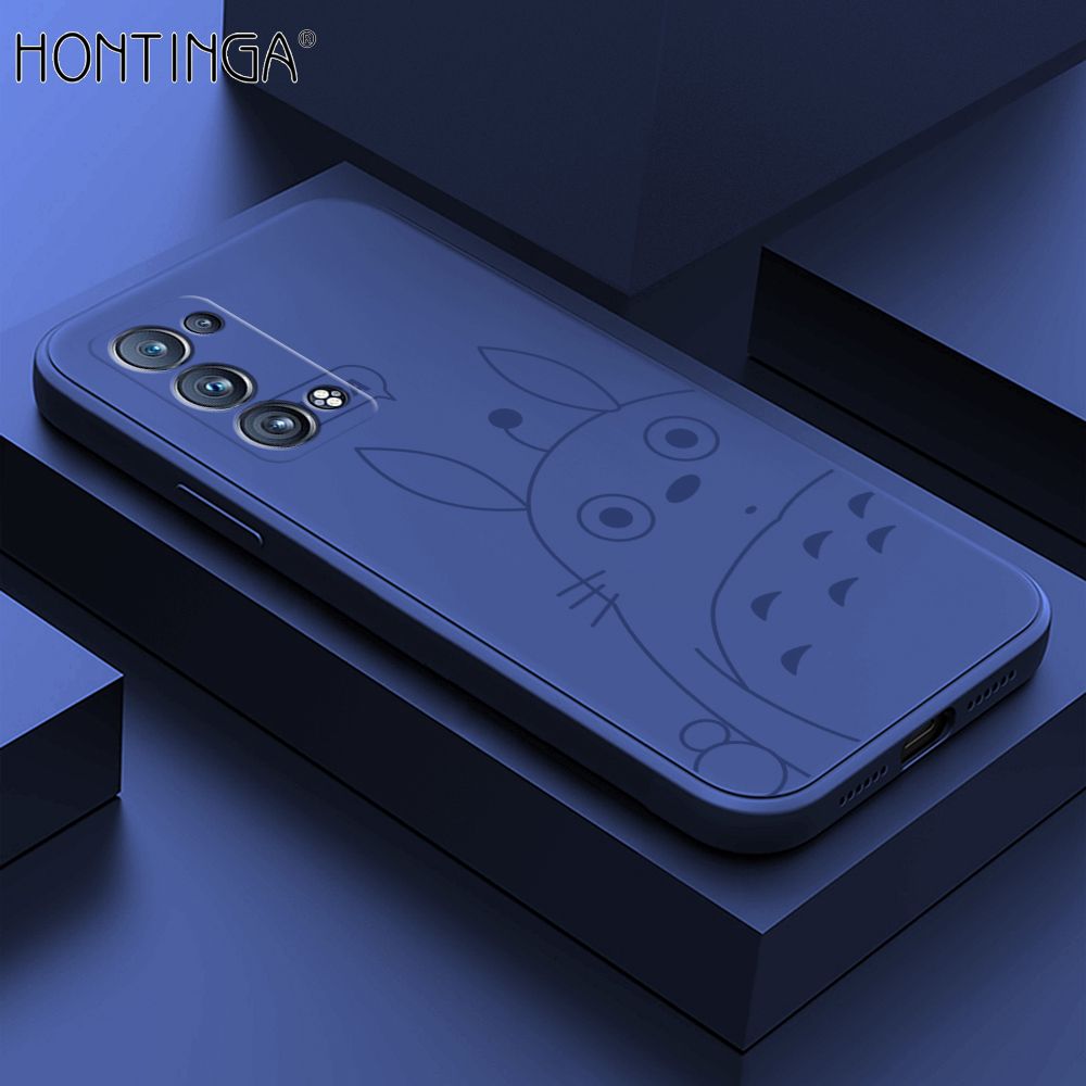 Hontinga for OPPO Reno6 Pro 5G Case Cartoon Cute Totoro Pattern Back Cover Soft Square Edge Liquid Silicone Phone Cases