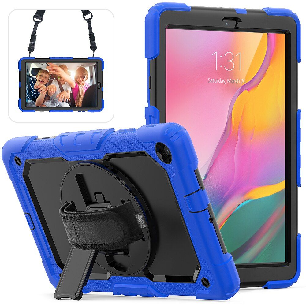 360 Rotation Hand Strap&Kickstand Silicone  Case for Samsung Galaxy A 10.1 Case 2019 SM T510 T515 Protective Cover