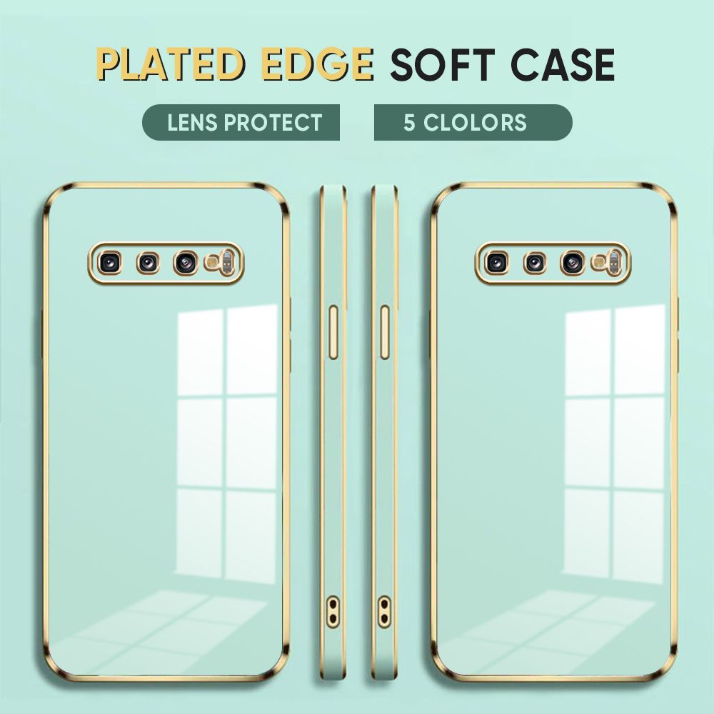 Luxury 6D Plating Case for Samsung Galaxy S10 Back Cover Soft Silicone Square Frame Shiny Bling Phone Cases