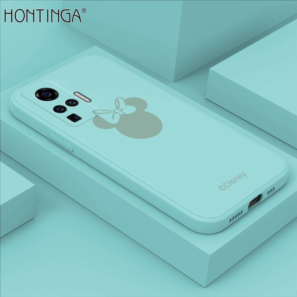 Hontinga for Vivo X50 Pro 5G Case Cartoon Mouse Phone Case Soft Square Edge Silicone Cases Full Lens Cover Shockproof Protection Cover