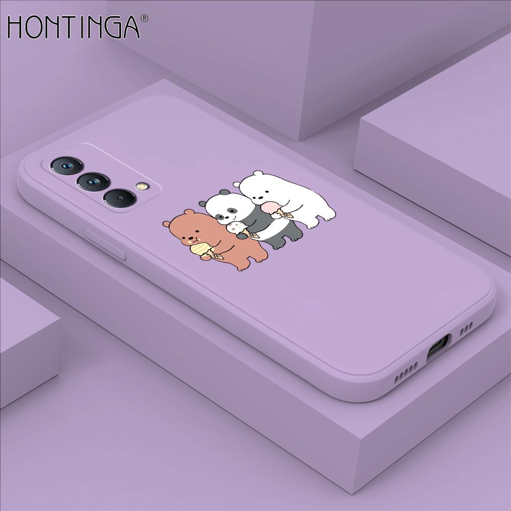 Hontinga for Realme GT Master Case Cute Cartoon Bear  Phone Case Soft Square Edge Silicone Cases Full Lens Cover Shockproof Protection Cover