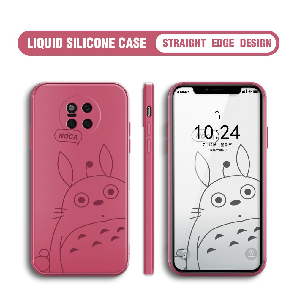 BILI for Huawei Mate 20 Pro Back Cover Lovely Totoro Multicolor Liquid Silicone Phone Case Soft Square Lens Protection Phone Cases