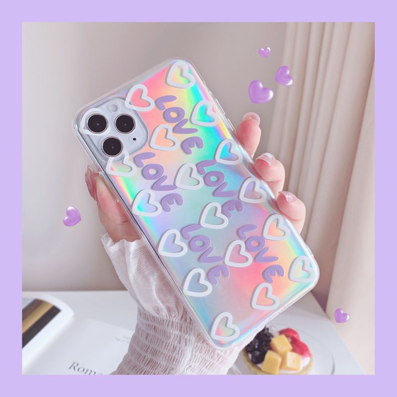 Cute Love Pattern Case with Laser Card Silicone Cover