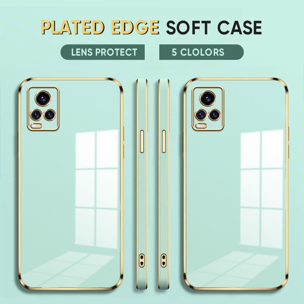 Luxury 6D Plating Case for Vivo V5 Soft Silicone Square Frame Back Cover Shiny Bling Phone Cases