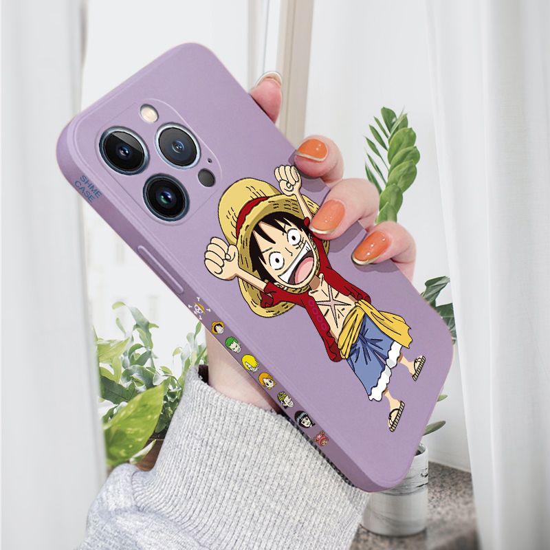 AMORVOR for iPhone 13 Pro Max Back Cover Anime One-Piece Luffy Side design Soft Case Liquid Silicone Phone Cases