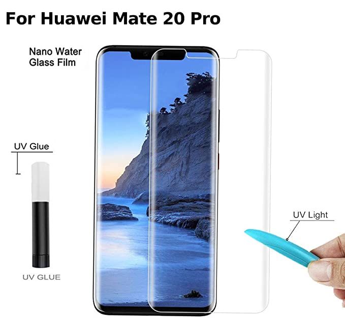For Huawei Mate 20 Pro Premium UV Light Adhesive Tempered Glass Screen Protector - Transperent