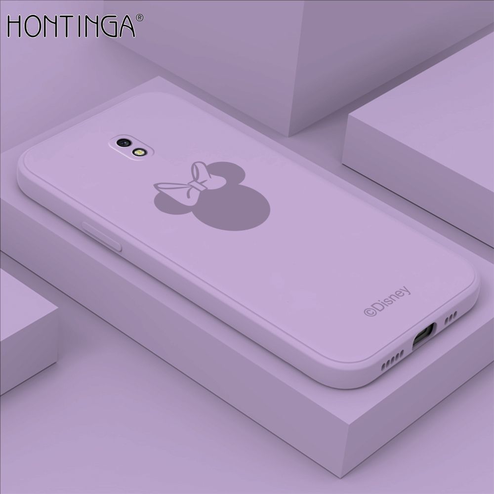 Hontinga for Samsung Galaxy J7 Pro Case Cartoon Mouse Phone Case Soft Square Edge Silicone Cases Full Lens Cover Shockproof Protection Cover