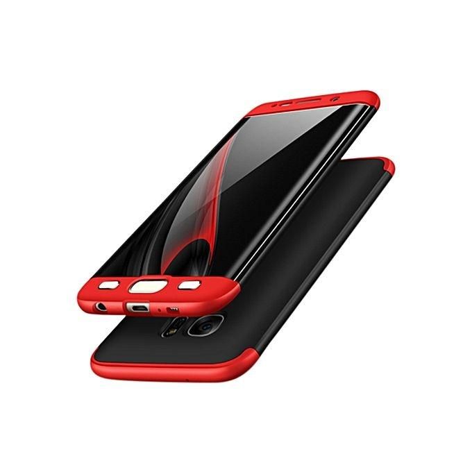 360 Full Protection Dual Armor Phone Case for Galaxy S7 Edge - Black and Red