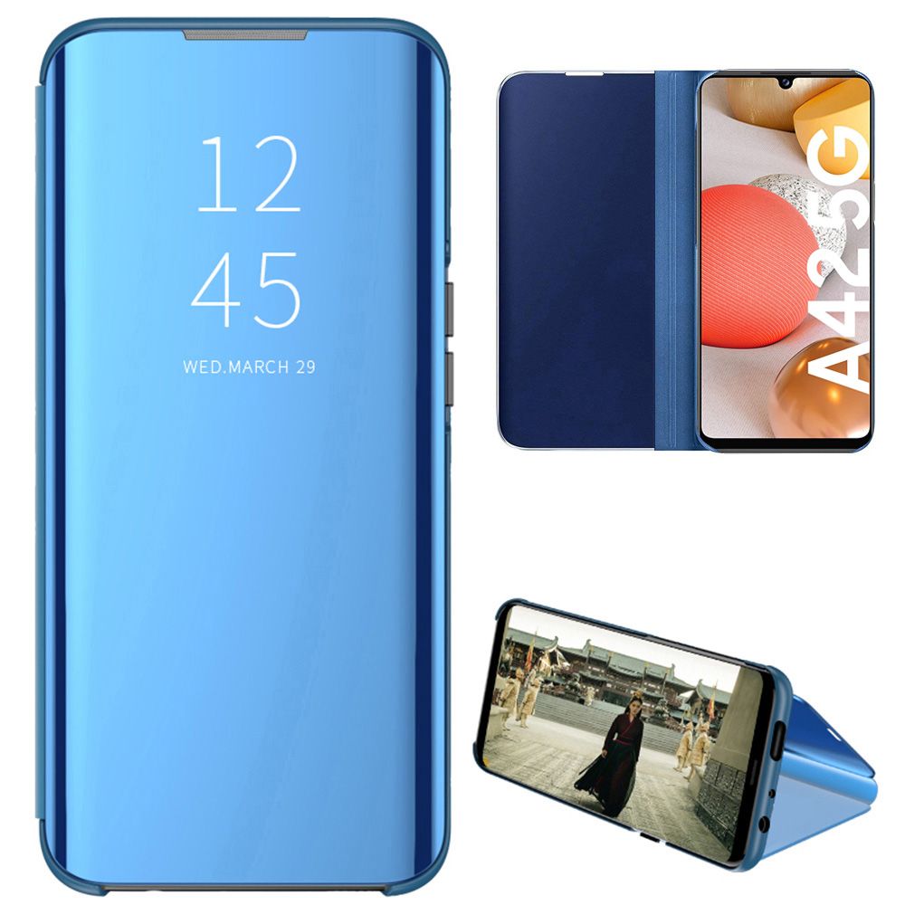 Smart Mirror Flip Phone Case For Samsung Galaxy A42 5G View PU Leather Stand Protective Cover