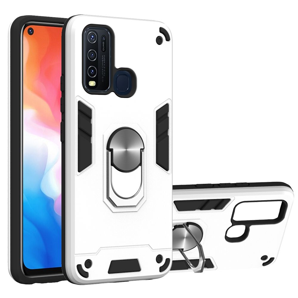 For Vivo Y50 Double-layer Warframe Series with 360 Degree Rotating Ring Ruggedized Shock Protective Case