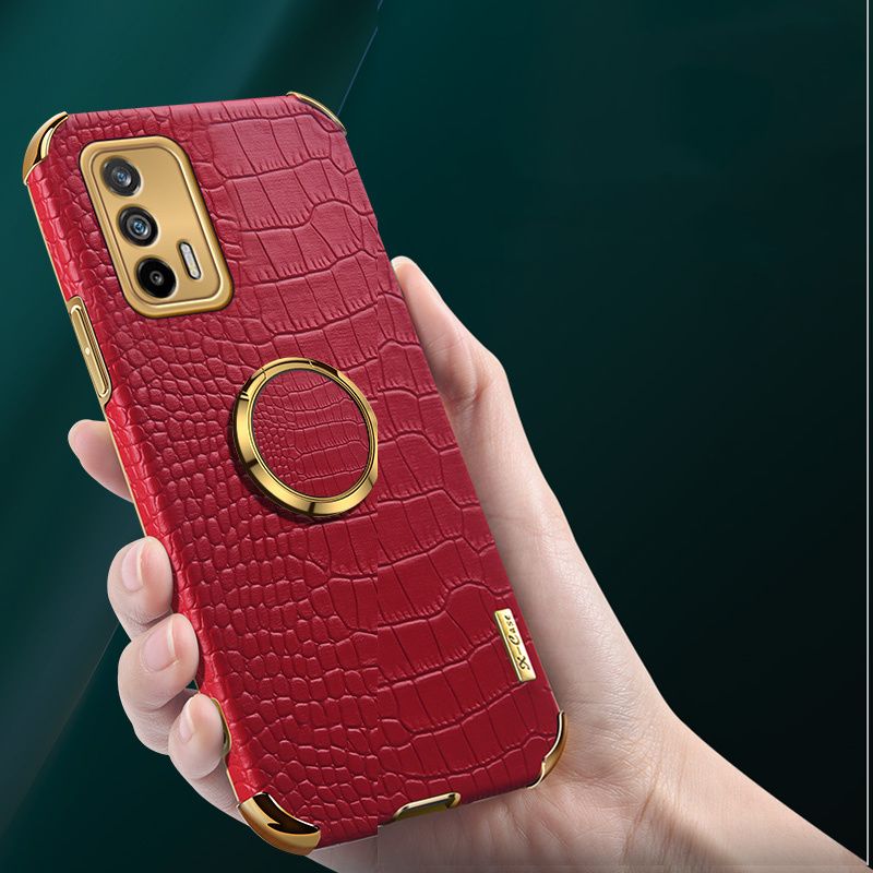 Phone Case Realme GT Back Cover Crocodile Pattern Leather Cases Soft Cover Ring Stand Holder Cover Realme GT Case