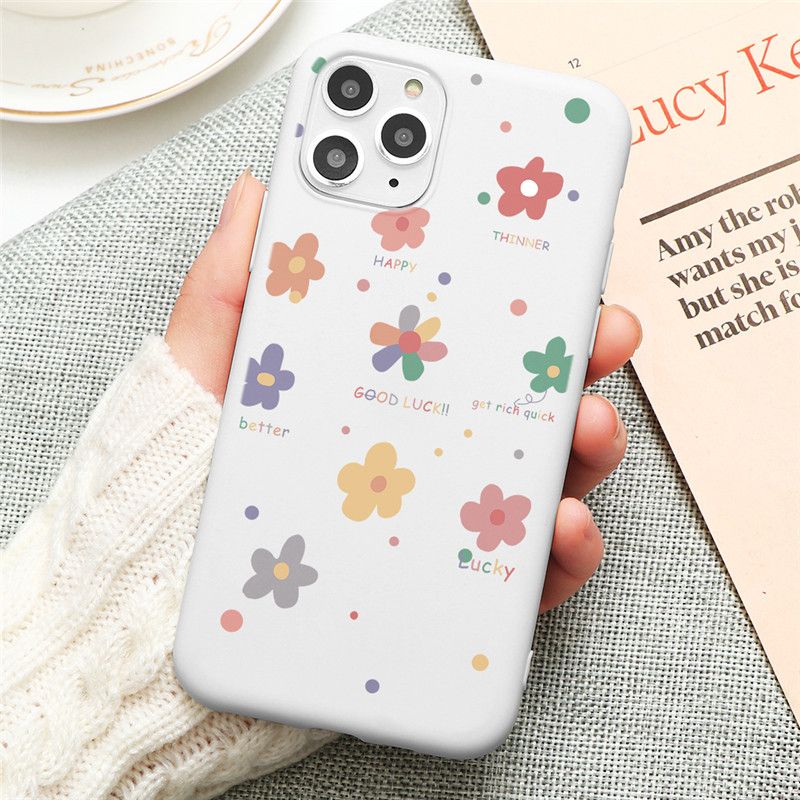 Good Lucky Letter Daisy Case for Vivo Y19 Y3 Y17 Y15 Y12 Y11  Cover Vivo Y95 Y93 Y85 Y7S V9 S1 Pro Y91C Y91 Shockproof Back Cover Light Purple Pink Soft Phone Cases