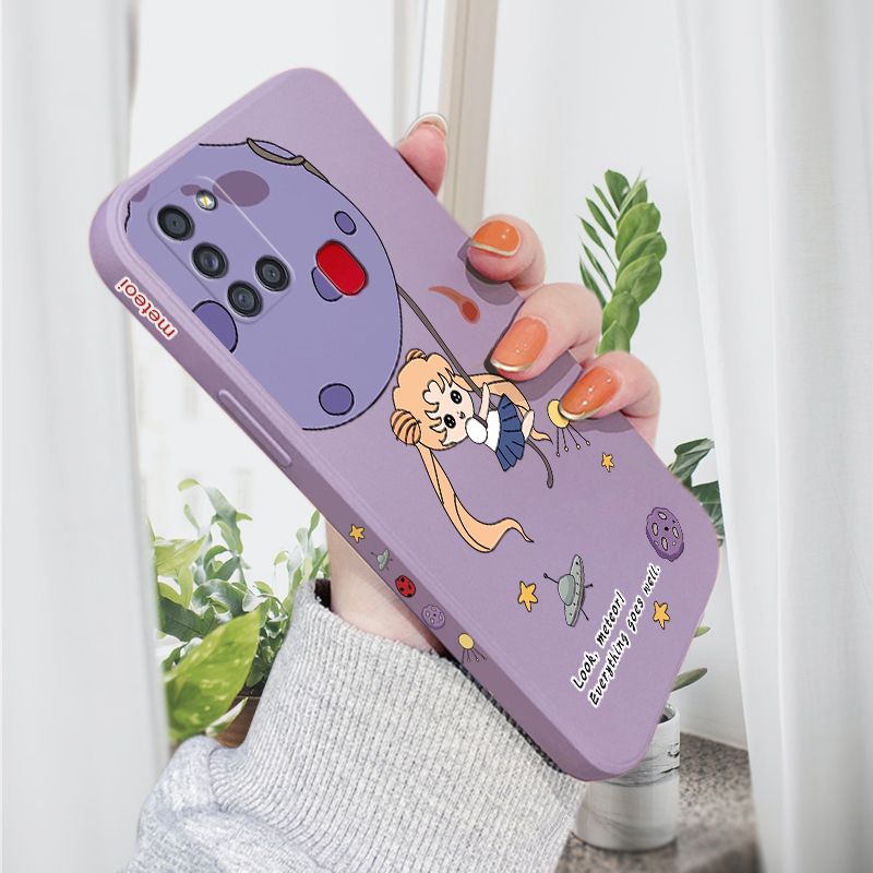 AMORVOR for Samsung Galaxy A21S Back Cover Lovely Sailor Moon Side design Soft Case Liquid Silicone Phone Cases