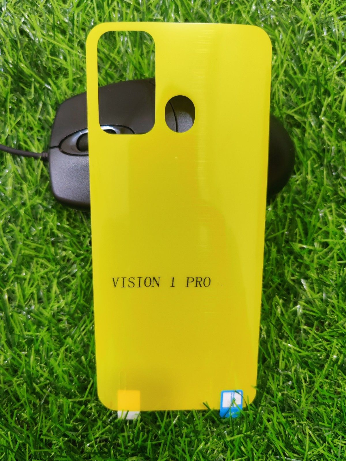 yellow poly back poly back sticker for itel vision 1 pro