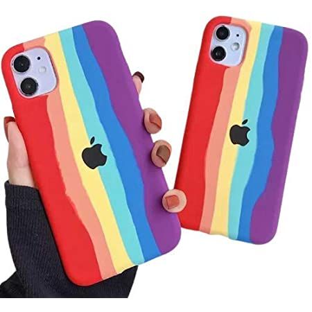 Rainbow Coloured Soft Silicon Back Cover case Cover for iPhone 12 PRO MAX / 12 / 12 PRO / 12 MINI / 11 PRO MAX / 11 PRO / 11 / XS MAX / X / XR / XS / 7+/8+ 8 / 7 / 6+ / 6s+ / 6s/ 6 Red & Multicolor Back Cover.