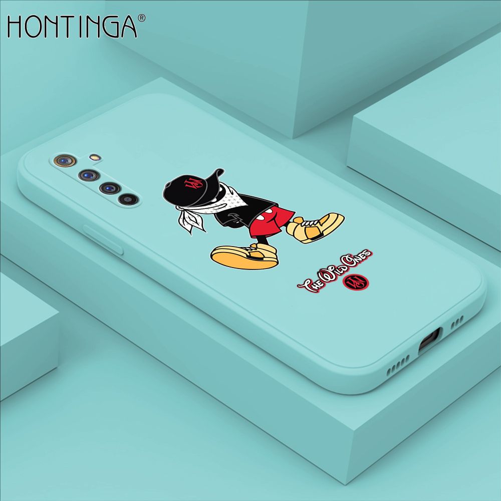 Hontinga for Realme 6 Pro Case Cartoon Masked Mouse Phone Case Soft Square Edge Silicone Cases Full Lens Cover Shockproof Protection Cover
