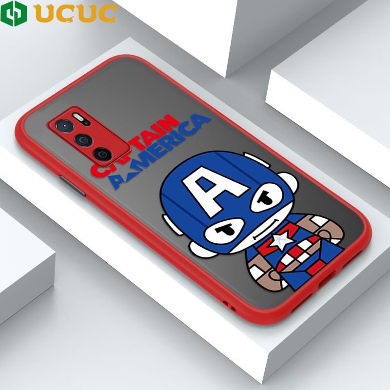 UCUC for OPPO A16 Back Cover Captain America Frosted Transparent Hard Phone Case Thin Shockproof Full Cover Camera Protect Case