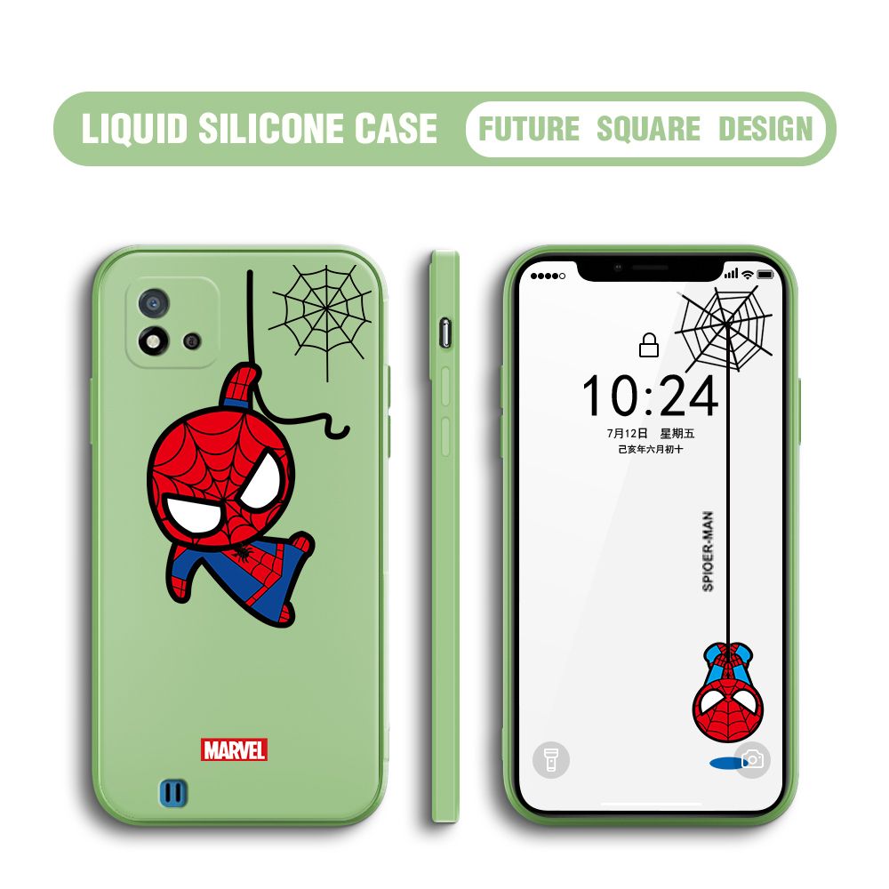 BILI for Realme C20 / Realme C20A / Realme C11 2021 Back Cover Little Spiderman Multicolor Liquid Silicone Phone Case Soft Square Lens Protection Phone Cases
