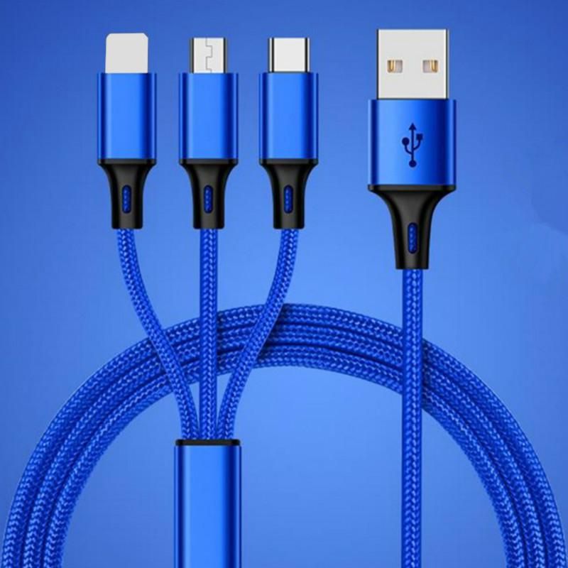 High Speed 3 in Micro USB Type C Charging line For iPhone X 5 5S 5C SE 6 6S 7 8 Plus 11 XR XS Max For Android Huawei