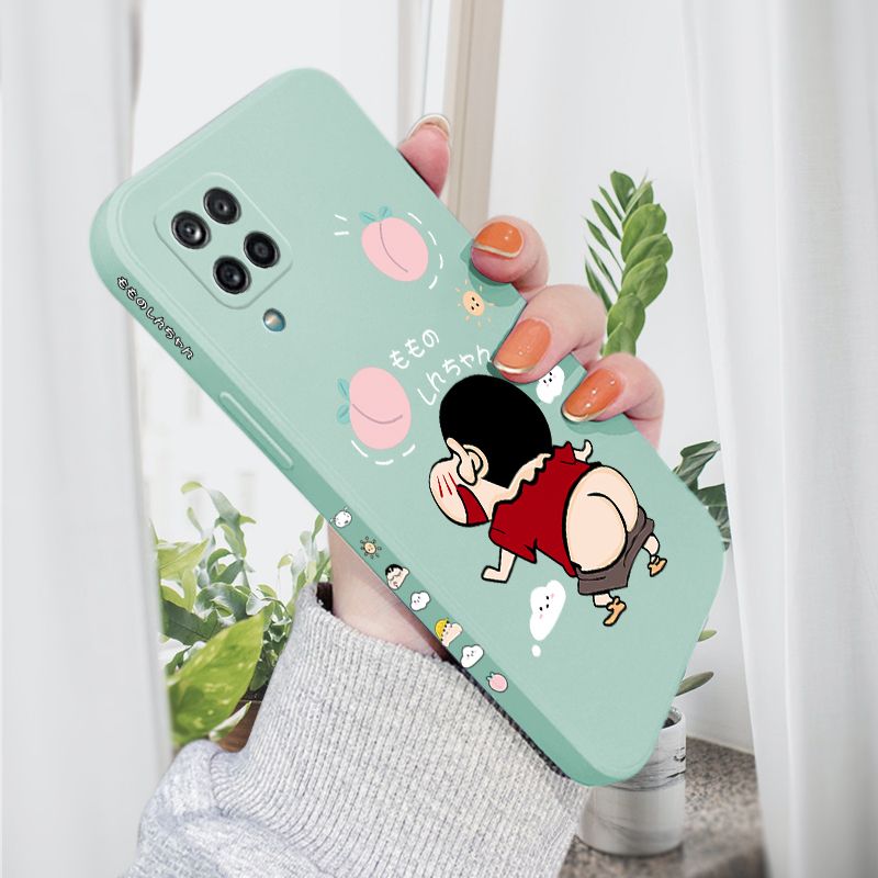 AMORVOR for Samsung Galaxy A12 5G/4G M12 Back Cover Cute Cartoon Crayon Shin-Chan Side design Soft Case Liquid Silicone Phone Cases