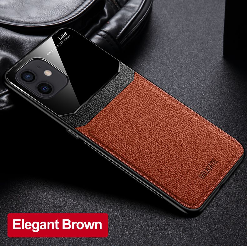 iCaseCover for iPhone 12/Pro/Max Soft Case Hybrid TPU Leather Tempered Glass Shockproof Back Cover