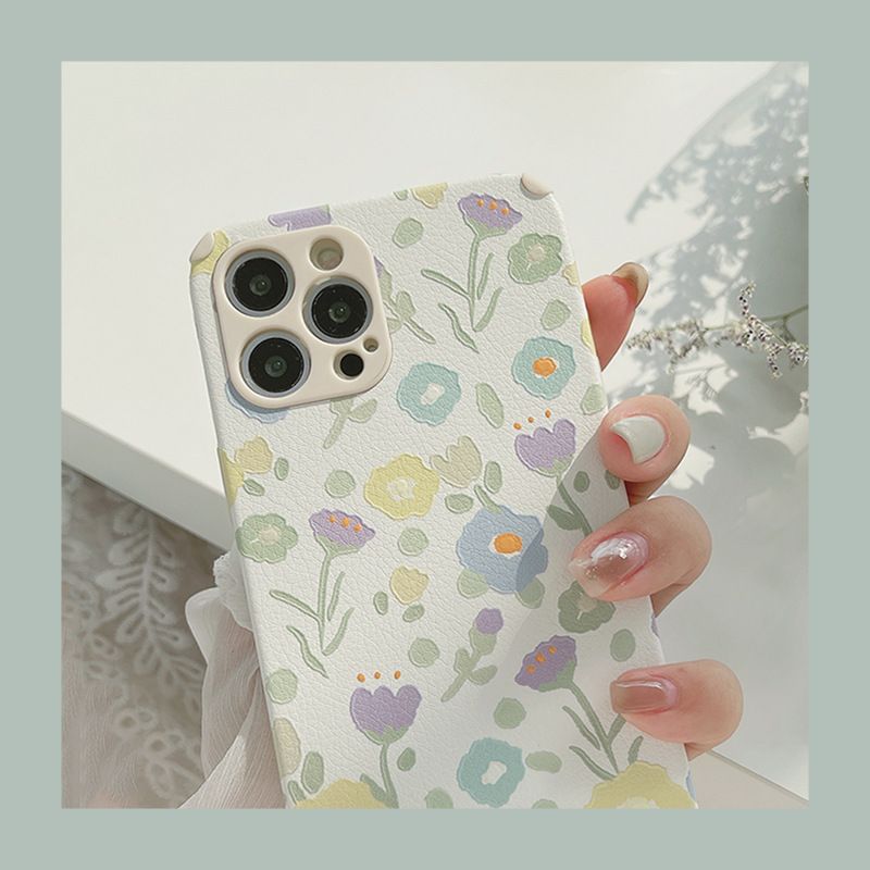 Leather Mobile Phone Case Flower Pattern Silicone Soft Cover