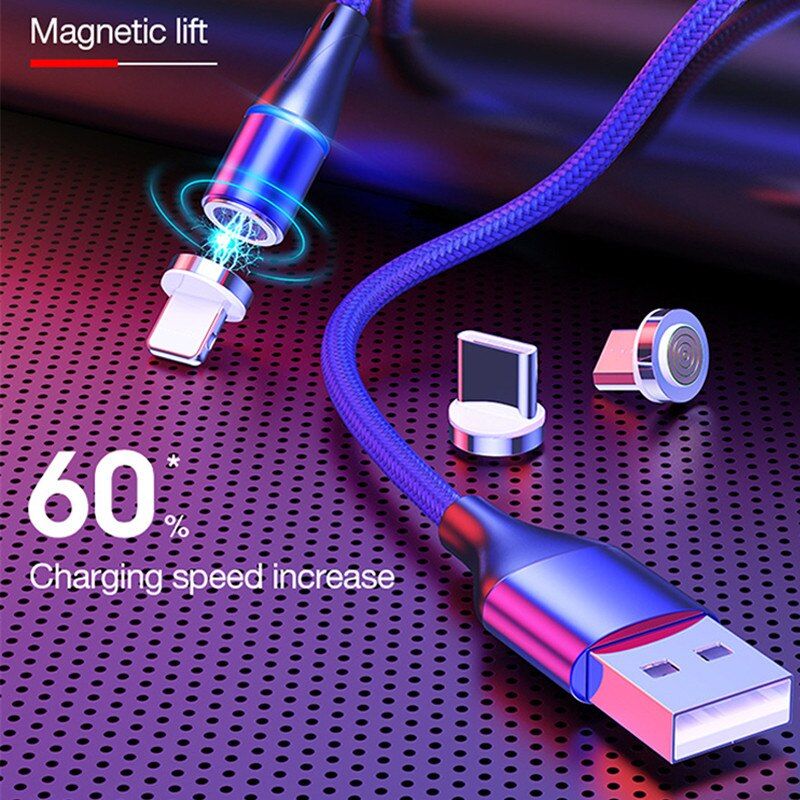 3 In 1 Magnetic Fast Charging Cable Micro USB Type C Lightning Magnet Cable