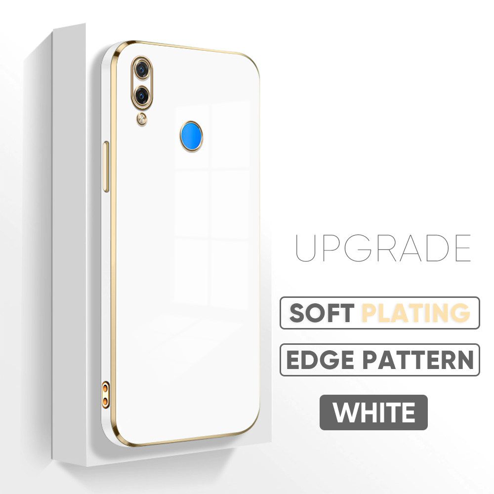 Jizetin (Free Lanyard) Huawei Nova 3i Luxury 6D Plating Soft Casing Silicone Square Frame Phone Case Shiny Bling Back Cover