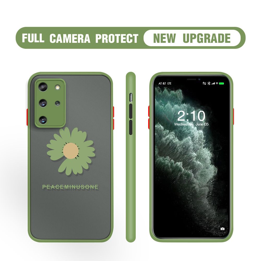 Hontinga for Samsung S20 Plus Case Daisy Flower Cover Camera Shockproof Protection Case Edge Frosted Transparent Phone Cover