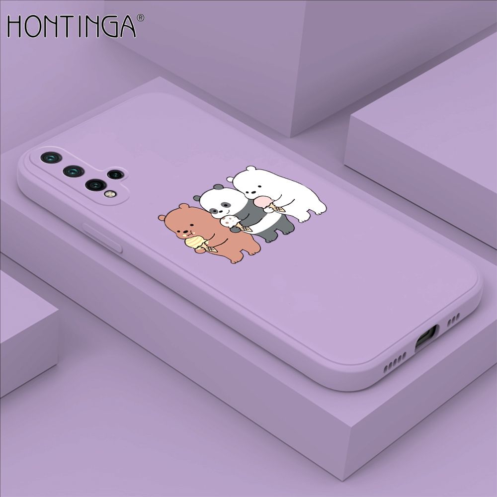 Hontinga for Huawei Nova 5 Case Cute Cartoon Bear  Phone Case Soft Square Edge Silicone Cases Full Lens Cover Shockproof Protection Cover