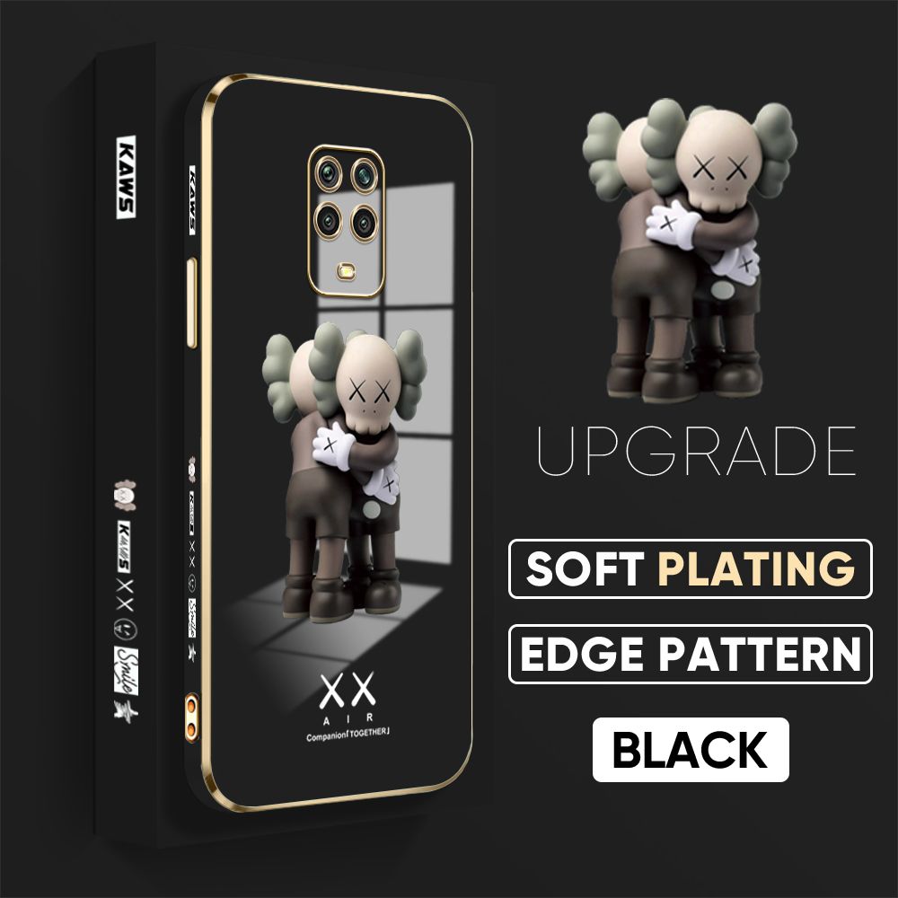 TA for Redmi Note 9 Pro / Note 9S / Note 9 Pro Max Back Cover + Free Lanyard Hug Bear Luxury 6D Plating Case Side Pattern Soft Silicone Square Phone Cases