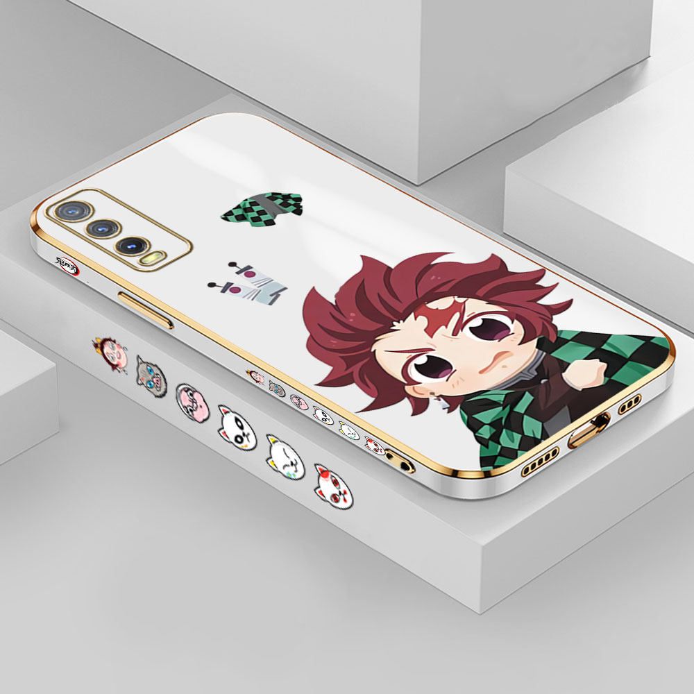 Jizetin (Free Lanyard) Vivo Y20 / Y12A / Y12S / Y20i / Y20SG Case Lovely Tanjiro Luxury 6D Plating Soft Casing Silicone Ultra Thin Phone Cover