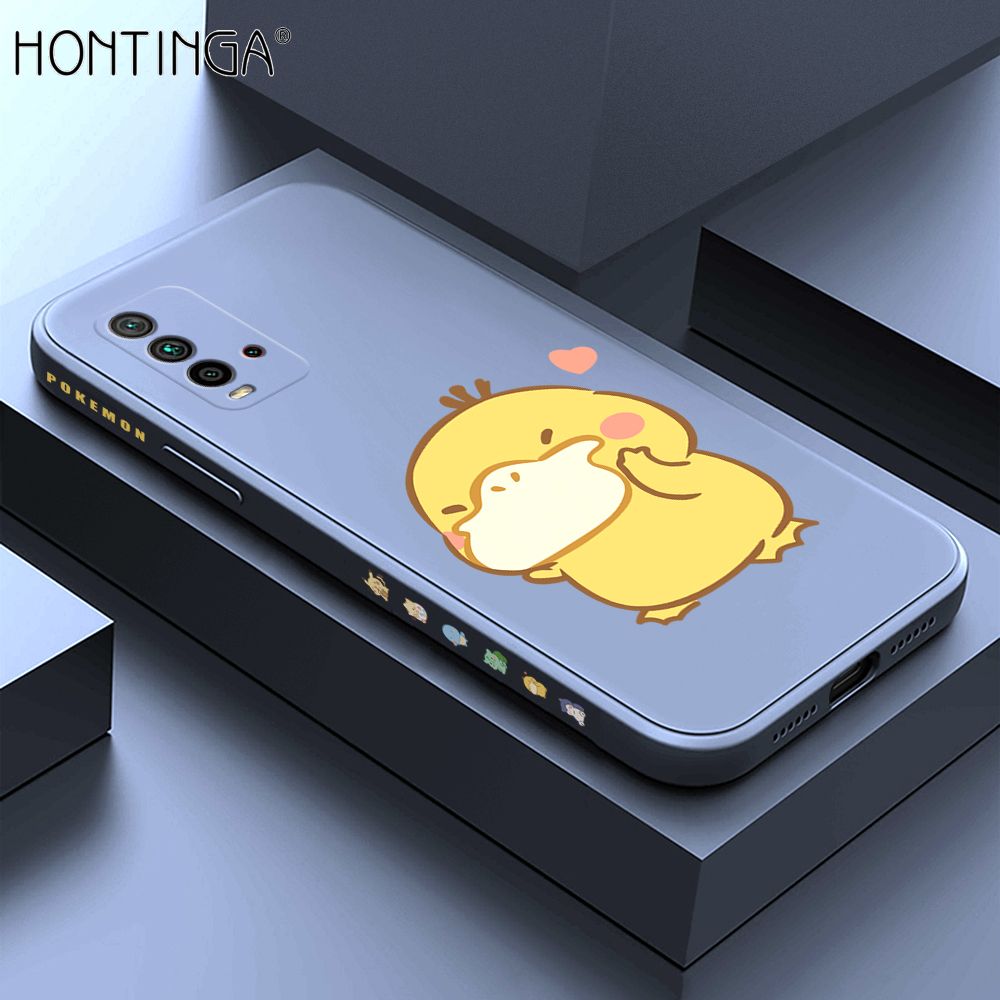 Hontinga for Redmi 9T / Redmi 9 Power Case Side Design Trendy Cartoon Sign Back Cover Soft Square Edge Pattern Liquid Silicone Phone Cases