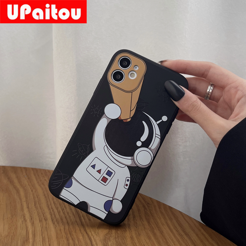 UPaitou Phone Case for Samsung Galaxy A12/M12 Fashion Creative Astronaut Phone Shell Silicone TPU Protective Cover