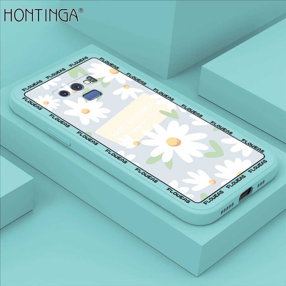 Hontinga for Samsung Note 9 Case Beautiful Daisy Flower Phone Case Phone Case Soft Square Edge Silicone Cases Full Lens Cover Shockproof Protection Cover