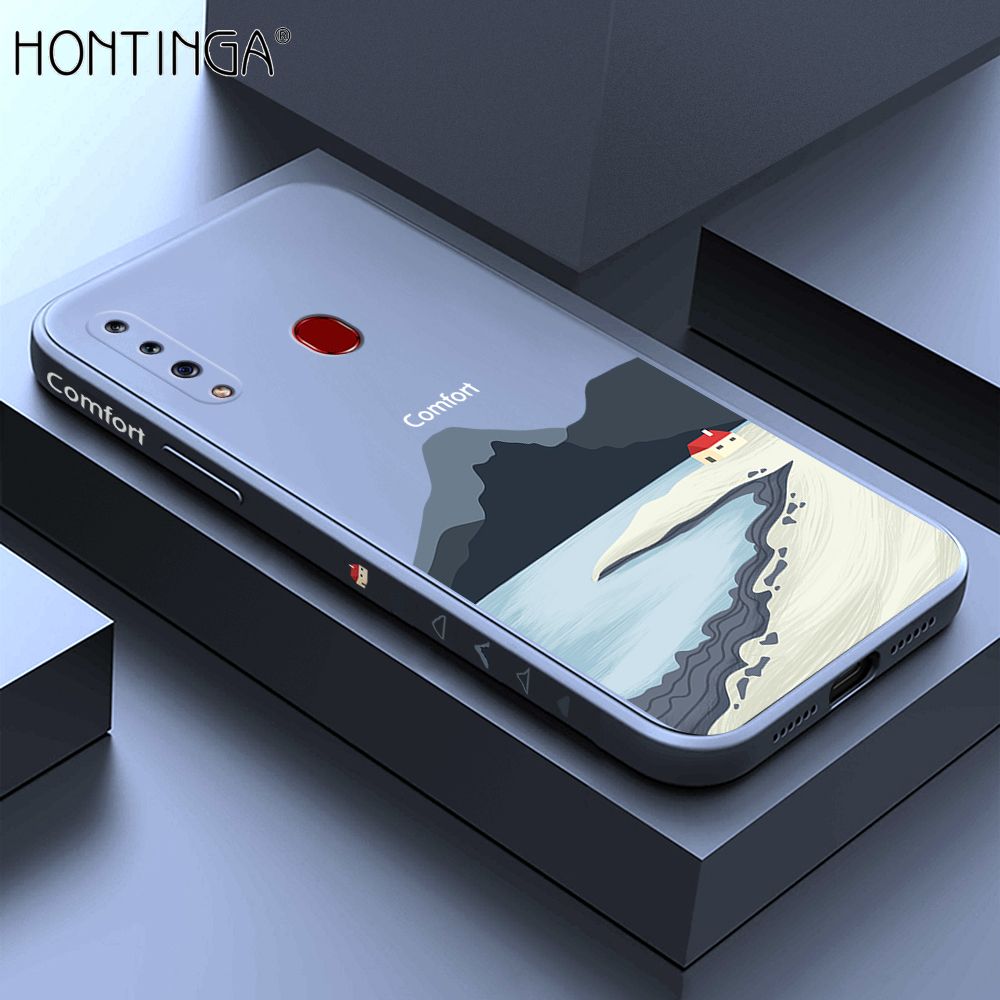 Hontinga for Samsung A20S Case Side Design New Mount Back Cover Soft Square Edge Pattern Liquid Silicone Trend Phone Cases