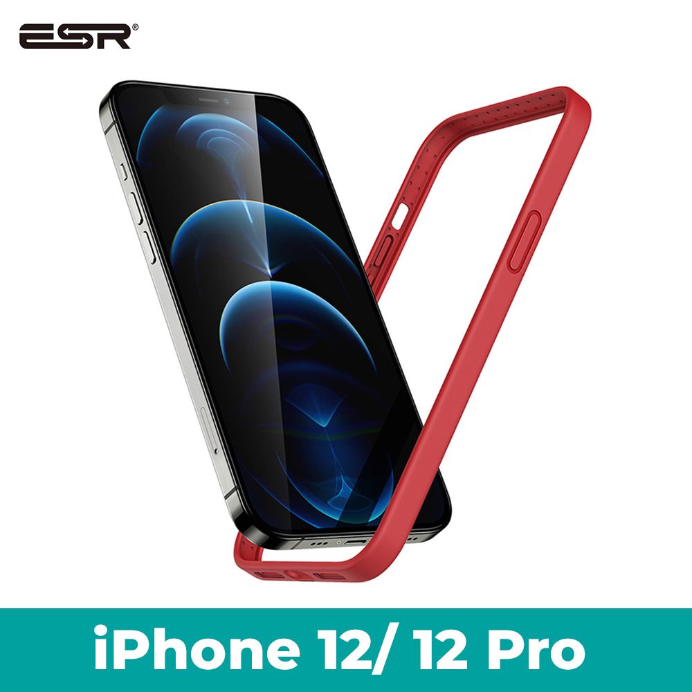 ESR, iPhone 12 Pro Case, Silicone Bumper Case for iPhone 12/12 Pro, Raised Edge Protection, MagSafe Compatible, Enhanced Heat Dissipation, Lightweight Protective Frame, Cloud Series