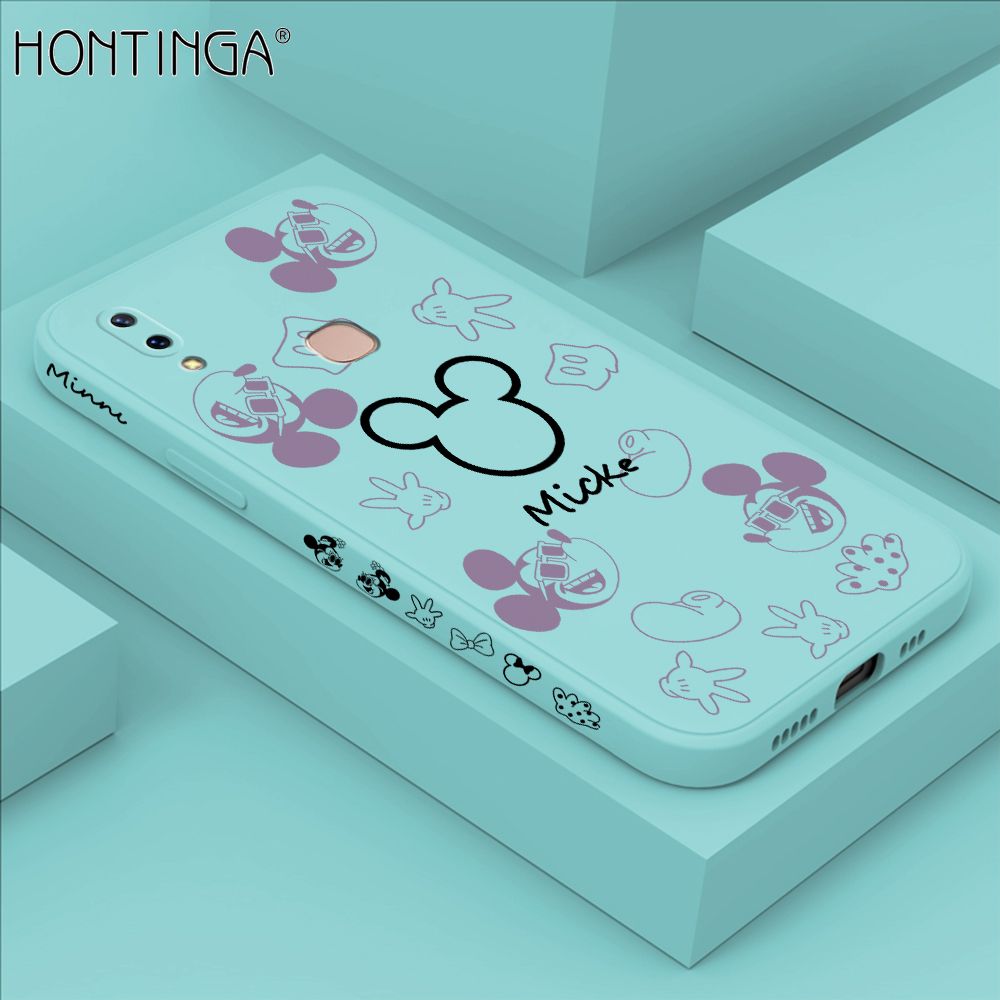 Hontinga for Vivo V9 Case Side Design Cute Mouse Avatar Back Cover Soft Square Edge Pattern Liquid Silicone Trend Phone Cases