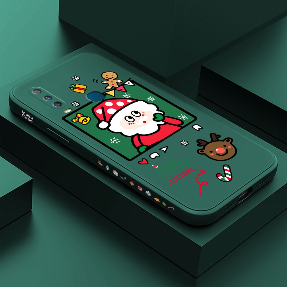 ZeroQiQi for Vivo Y17 Case Santa Claus Christmas Gifts Side Printing Cases Soft Liquid Silicone Phone Cover