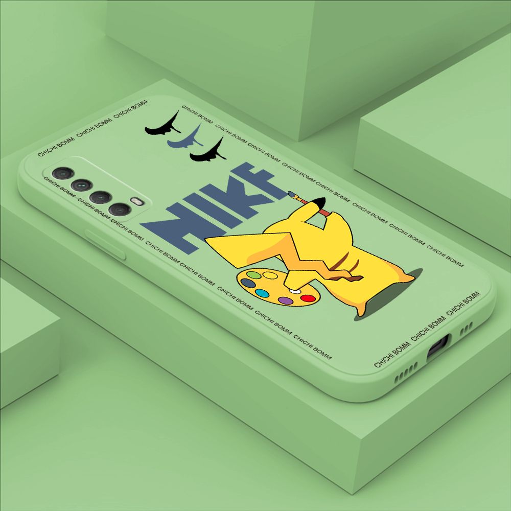 Hontinga for Huawei Y7A 2020 Case Fashion Cartoon Animals Phone Case Phone Case Soft Square Edge Silicone Cases Full Lens Cover Shockproof Protection Cover
