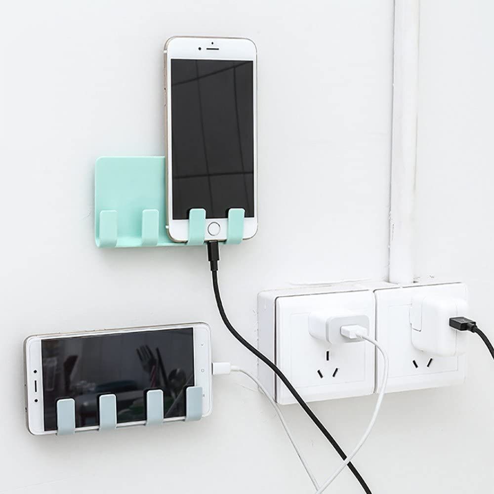 Mobile Phone Holders Phone Charger Wall Mounted 4 Hooks Storage Hanger Rack Bathroom Hanging Holder Mobile charger stand