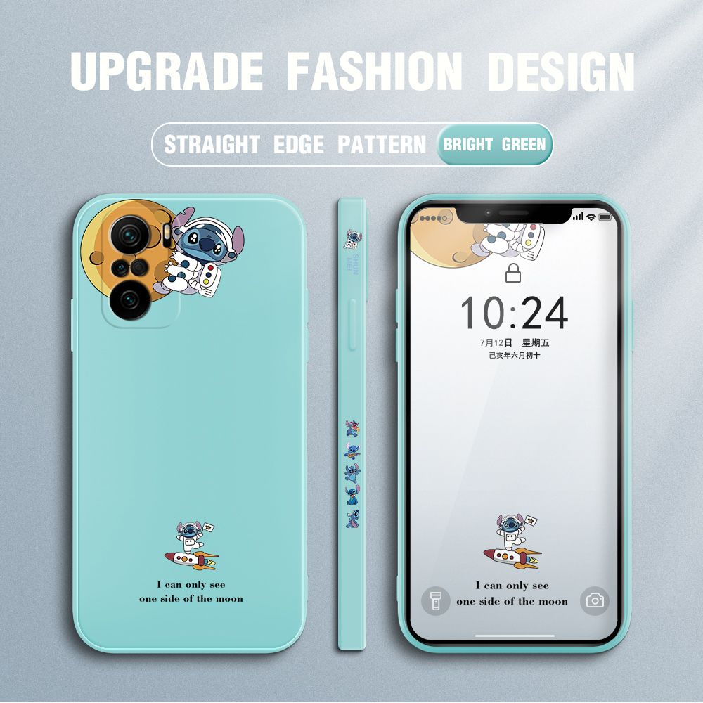 Jizetin for Xiaomi Poco F3 / Redmi K40 / K40 Pro Case Side Design Phone Cover  Astronaut Stitch Cover Square Edge Pattern Liquid Silicone Trend Case