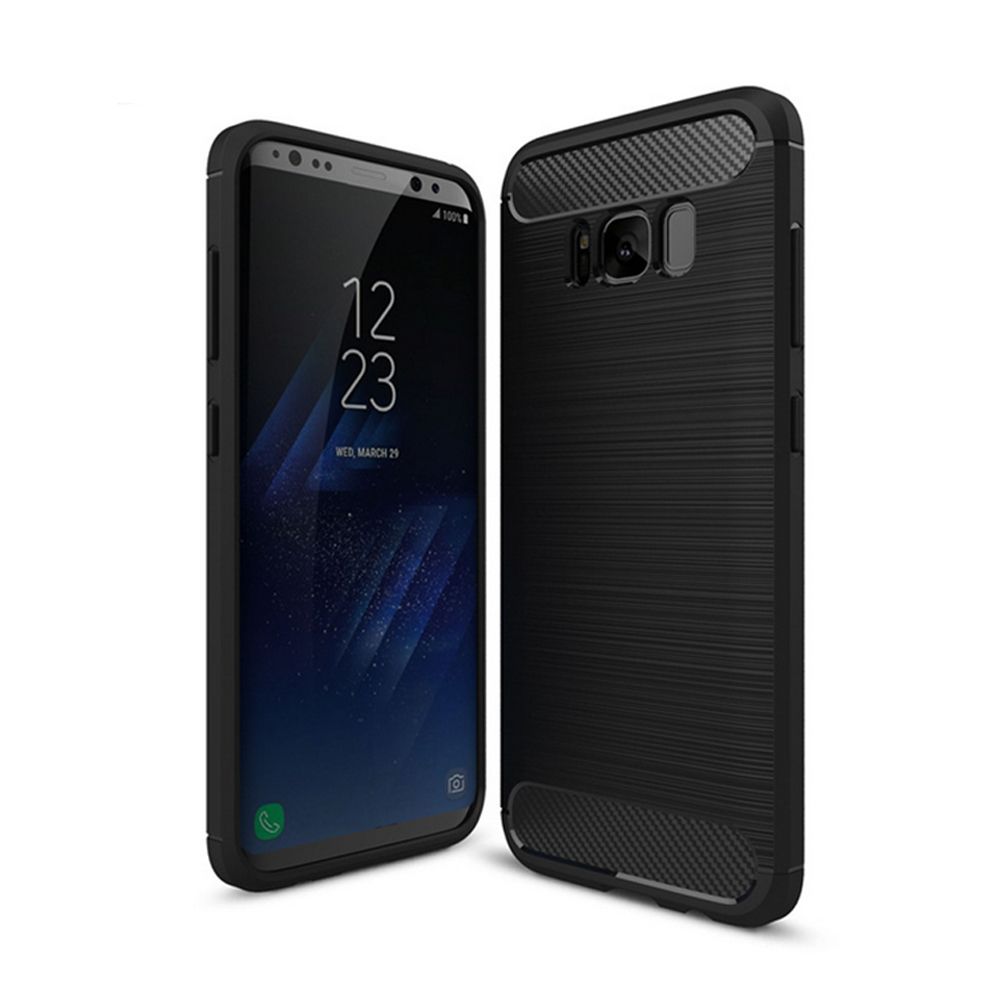 Carbon Fibre Wire Drawing PU Cellphone Case Fall-proof Non-slip Scratch-resistant Anti-Fingerprints Protective Shell for alaxy  Plus/