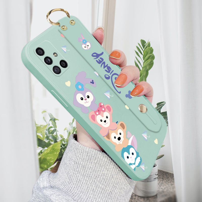 Jizetin for Samsung Galaxy M51 Wrist Strap Case Creative Cartoon Cute Bunny Cover Ultra Thin Anti Fall Liquid Silicone Phone Case