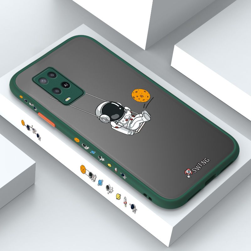 ZeroQiQi for OPPO A54 Case Astronaut Swinging Side Printing Cover Frosted Ultra Thin Protective Anti Fall Phone Case